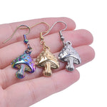 Goblincore Iridescent Mushroom Drop Earrings