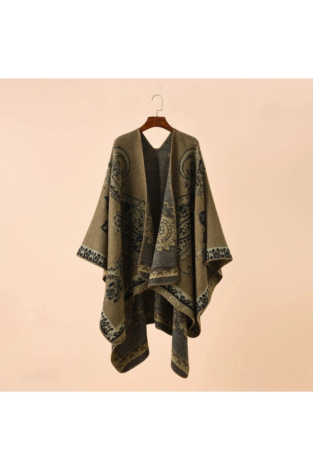 Geometric Lattice Pattern Poncho cottagecoreclothes