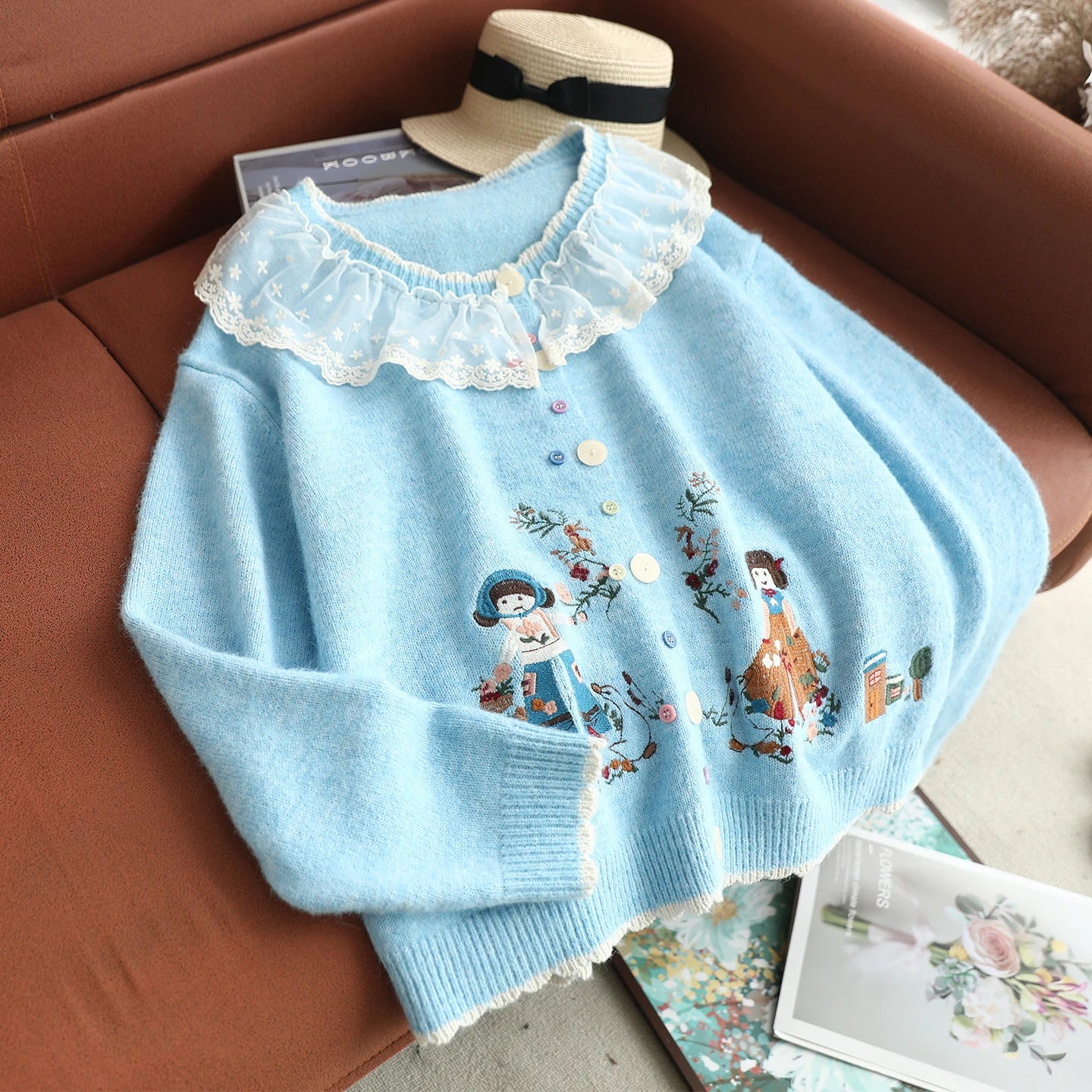 Cottagecore Garden Embroidered Lace Cardigan Coat