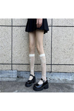 Floral Mesh Knee-High Socks