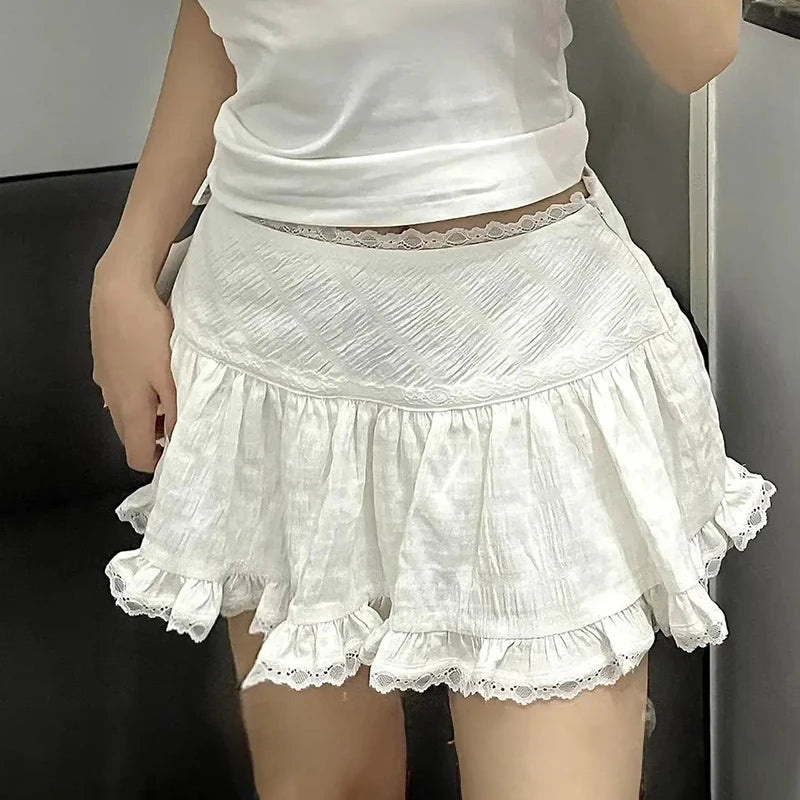 Dark Cottagecore Ruffle Mini Skirt