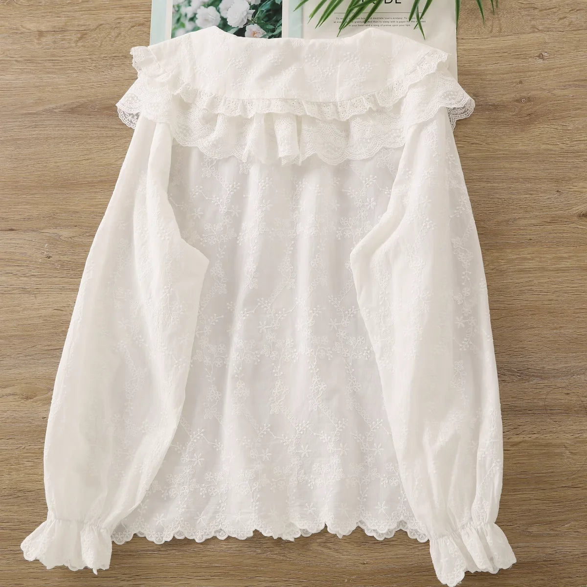 Cottagecore Lace Embroidery Blouse