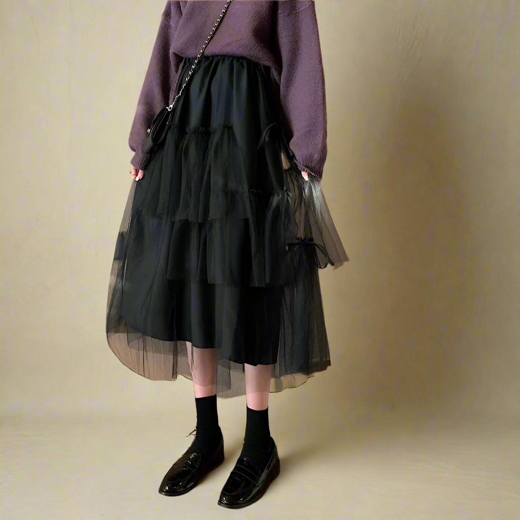 Fairycore Layered Tulle Maxi Skirt cottagecoreclothes
