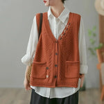 Mori Girl Floral Embroidered Knit Vest