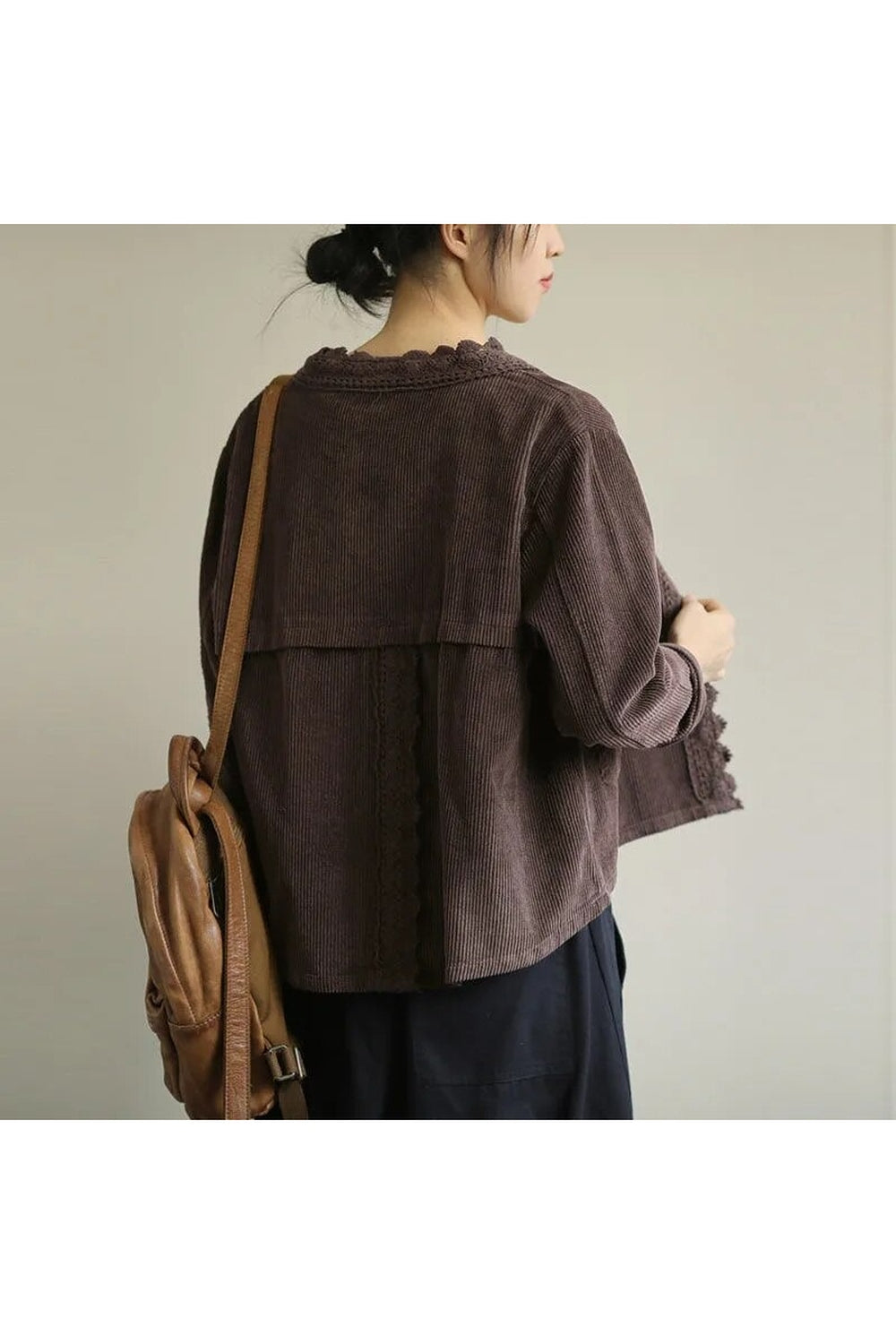 Vintage Corduroy Lace All-match Jacket cottagecoreclothes