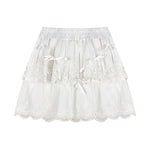 Fairycore White Lace Tiered Mini Skirt