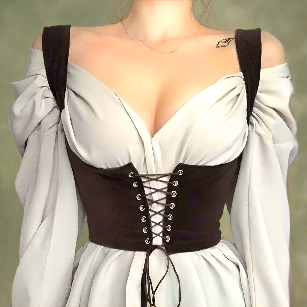 Cottagecore Lace-Up Overbust Corset Top cottagecoreclothes