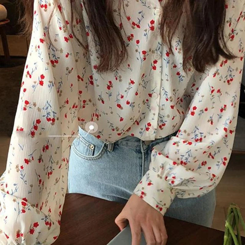 Cottagecore Blossom Button-Up Blouse