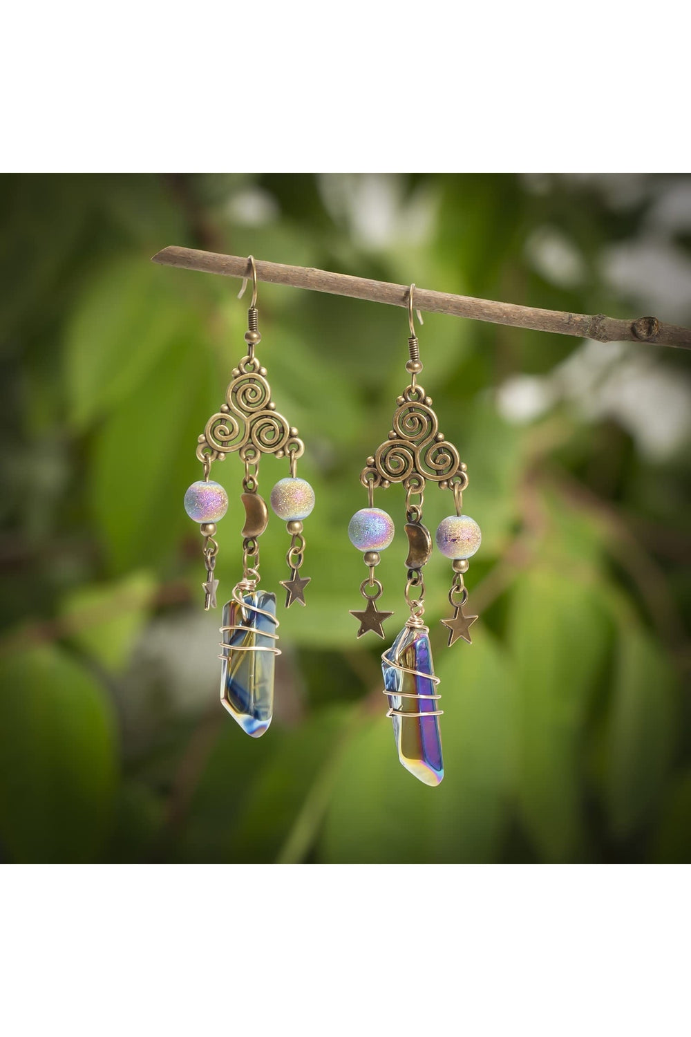 Star Moon Quartz Earrings