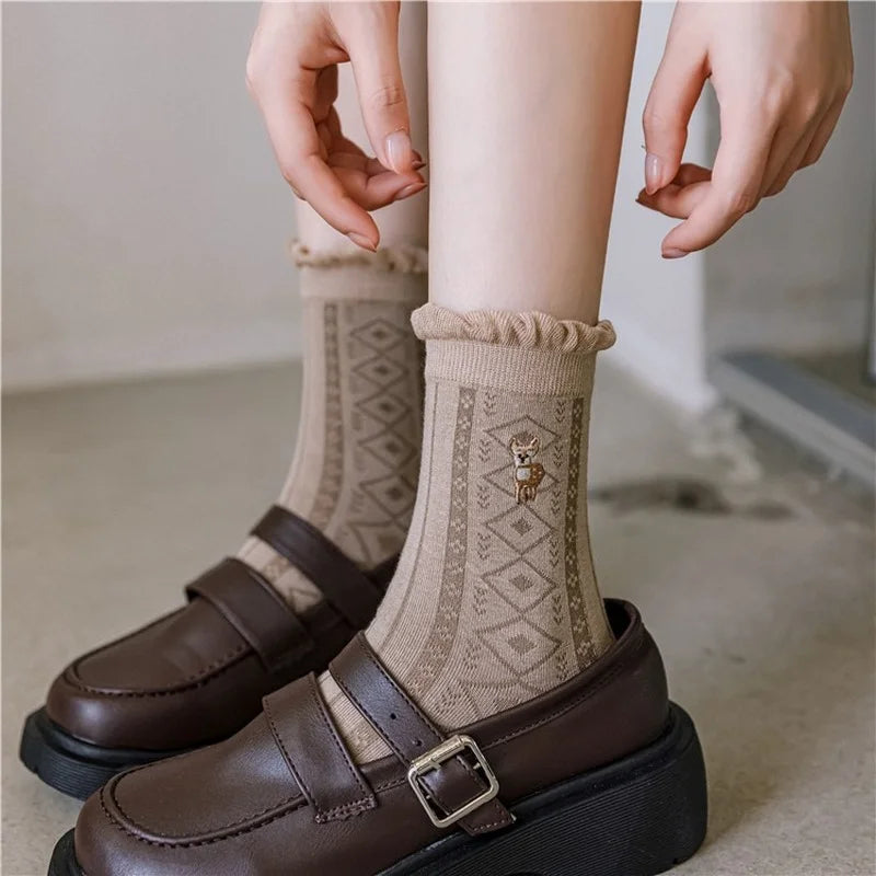 Mori Girl Cozy Nature Pattern Socks