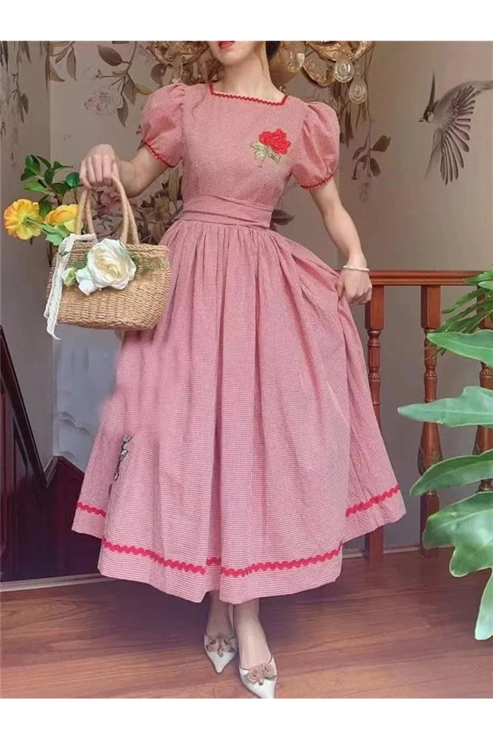 Pink Plaid Victorian Dress