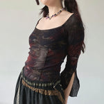 Vintage Paisley Square Neck Blouse