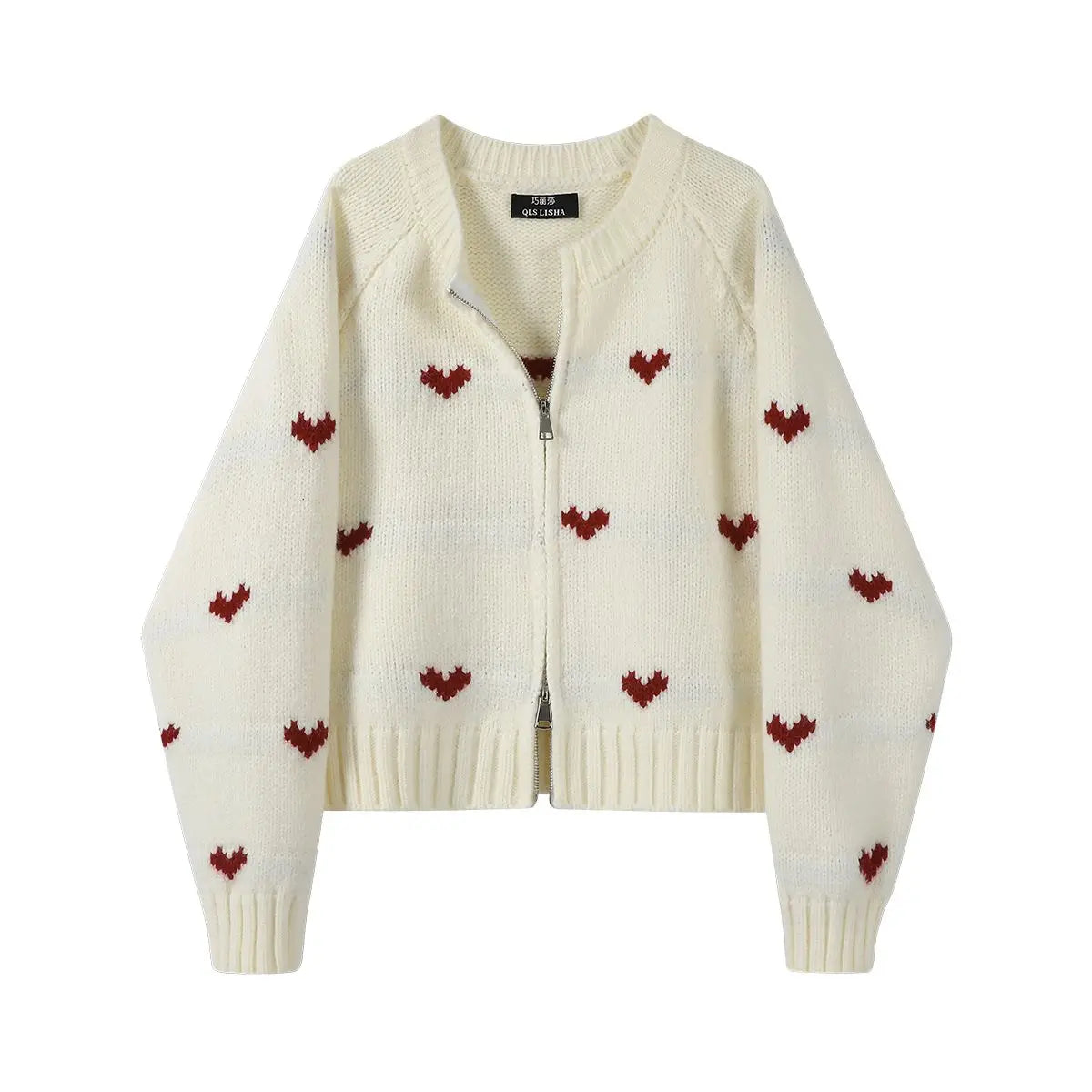 Heart Knit Zip Cardigan