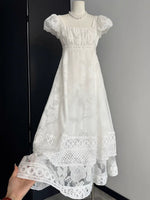 Mori Girl Lace Hem Puff Sleeve Dress