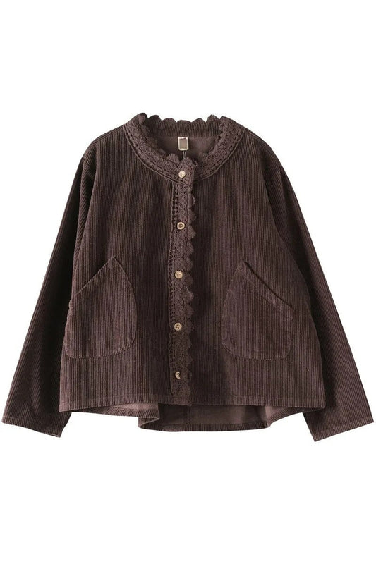 Vintage Corduroy Lace All-match Jacket cottagecoreclothes