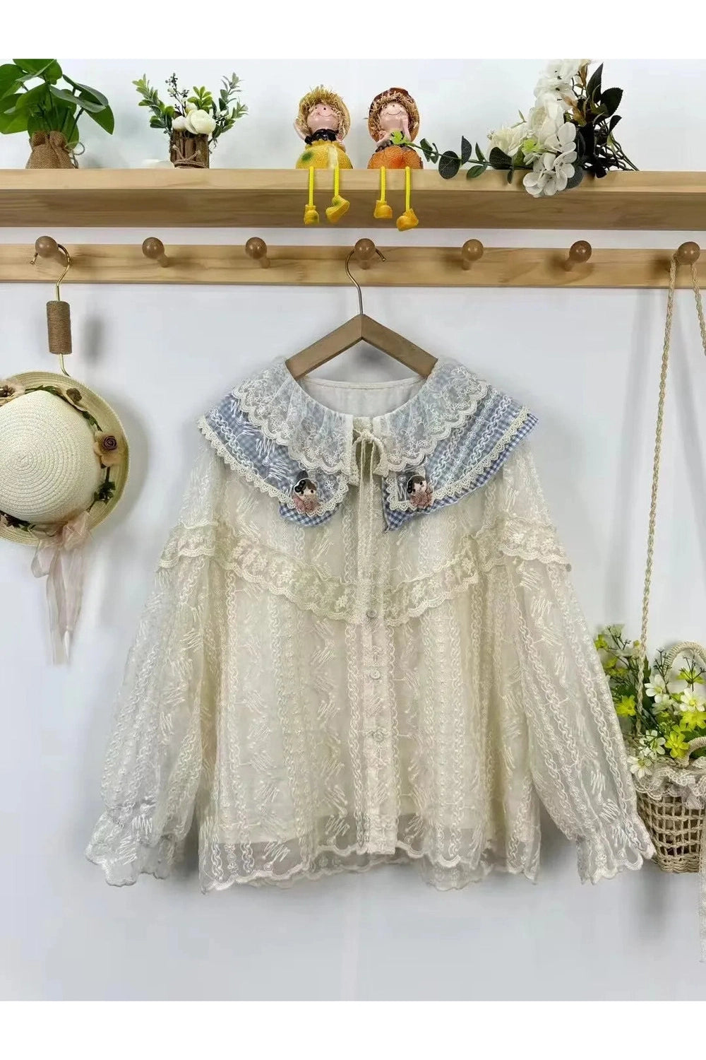 Mori Girl Pastel Collar Lace Blouse