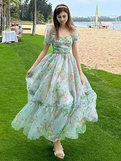 Vestido de princesa floral casual fada 