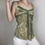 Lace Crop Top Fairy Green Print Mini Vest