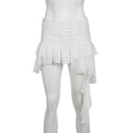 Fairycore Asymmetrical Lace Ruffle Skirt