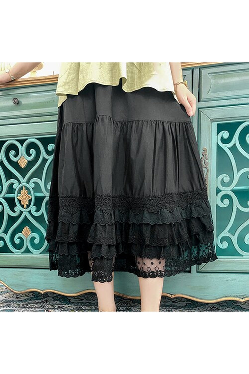 Cotton Lace Layered Skirt