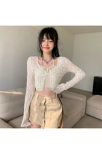 Fairycore Sheer Mesh Crop Fall Cardigan