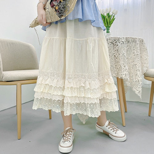 Cotton Lace Layered Skirt - Сottagecore clothes