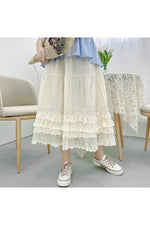 Cotton Lace Layered Skirt