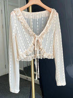 Apricot Lace Belt Fall Cardigan