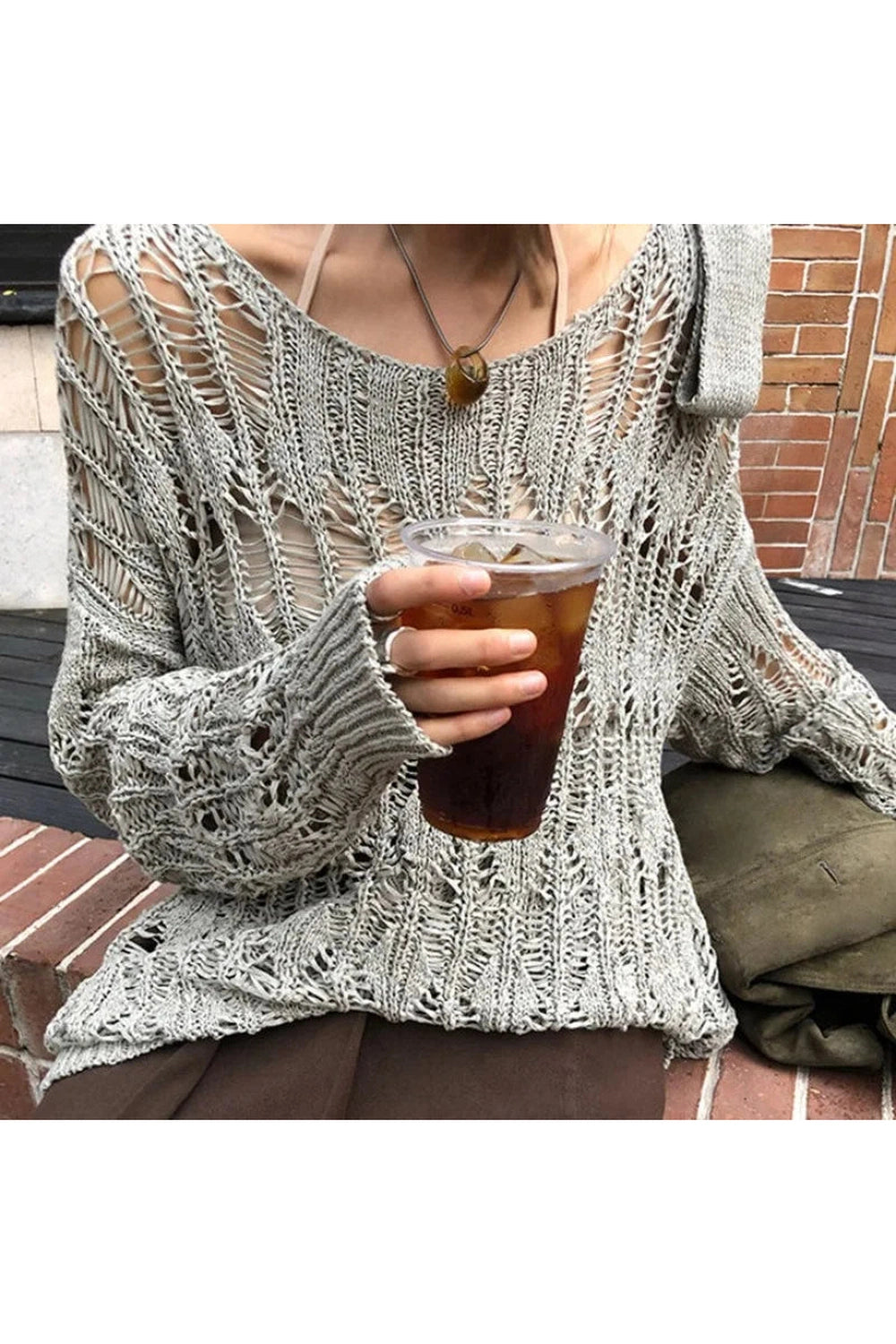 Hollow Out Knit Fall Sweater