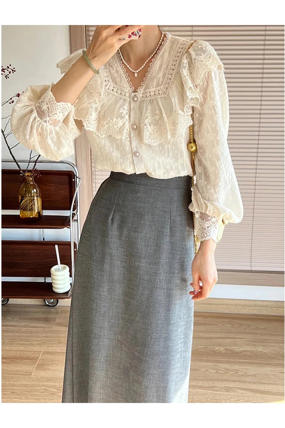 Vintage Lace Flounce Blouse cottagecoreclothes