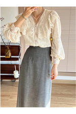 Vintage Lace Flounce Blouse