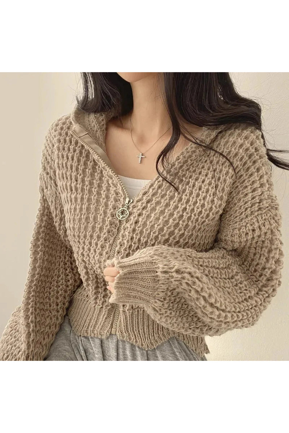 Cozy Knit Zip-Up Fall Cardigan