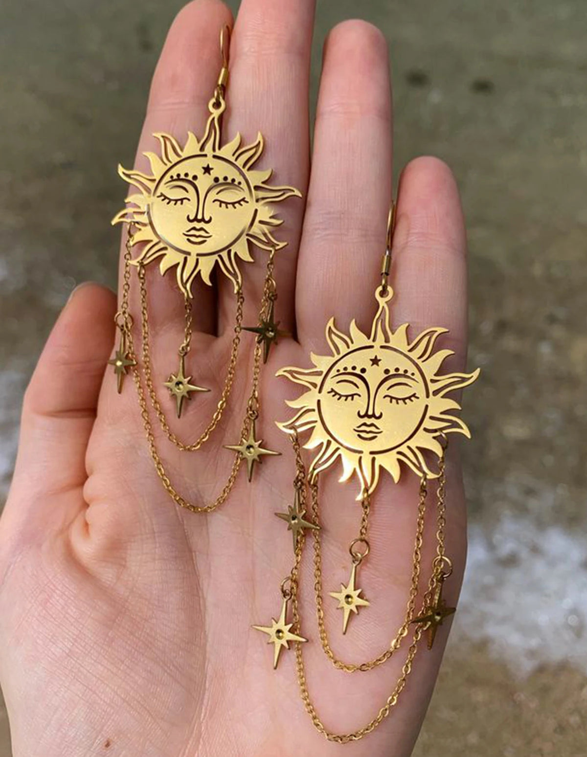 Fairycore Sunburst Chain Earrings