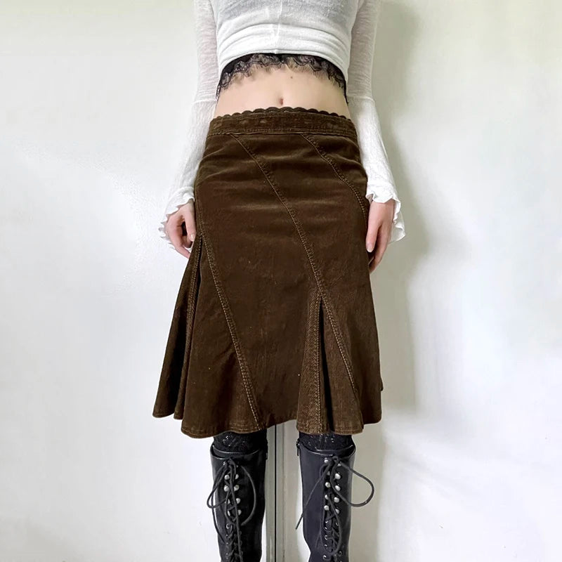 Goblincore Paneled A-Line Skirt