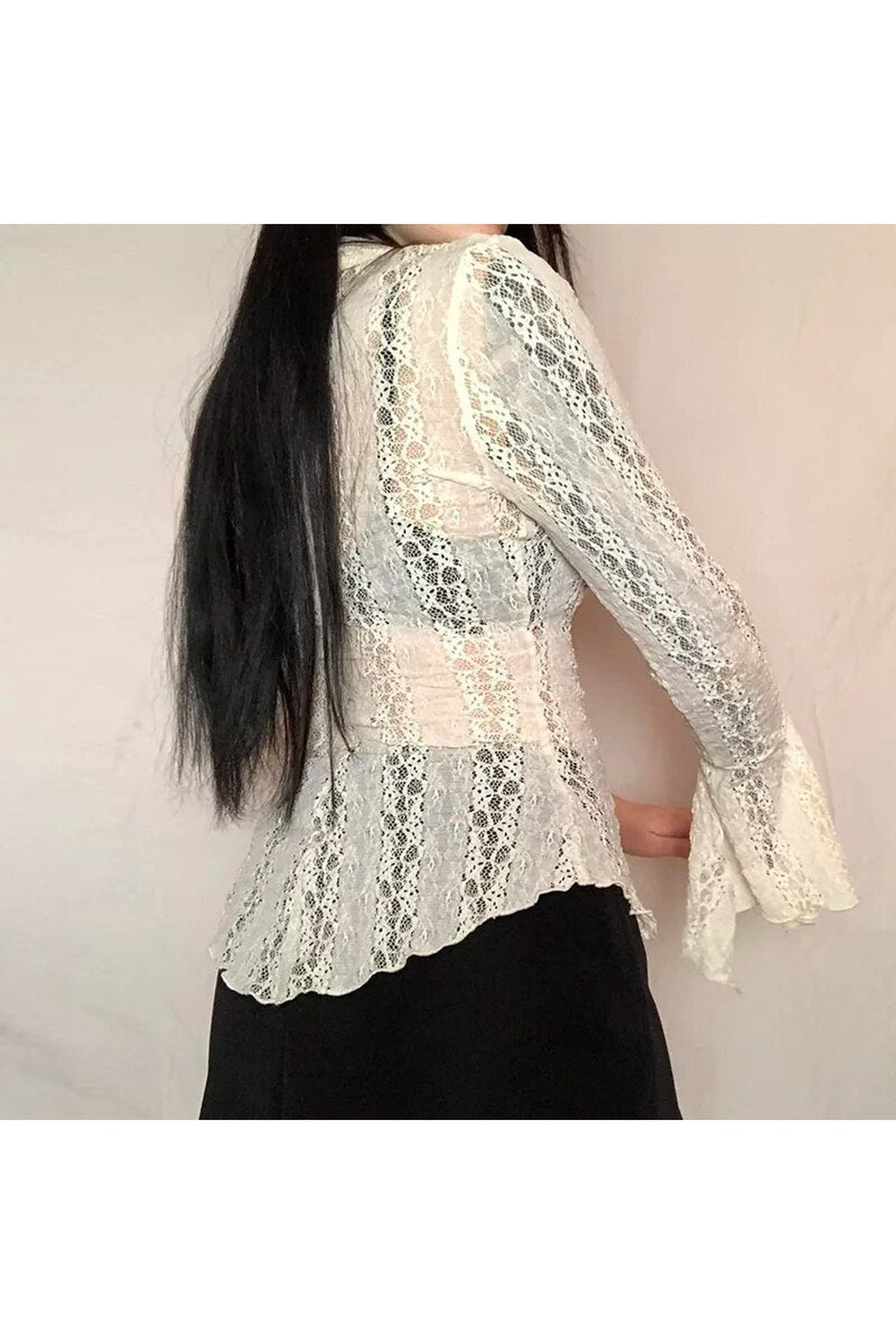 Fairy core Lace Flare Sleeve Blouse cottagecoreclothes