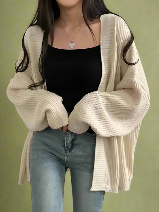 Minimalist Slouchy Ribbed Cardigan cottagecoreclothes