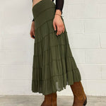 Goblincore Tiered Forest Green Skirt