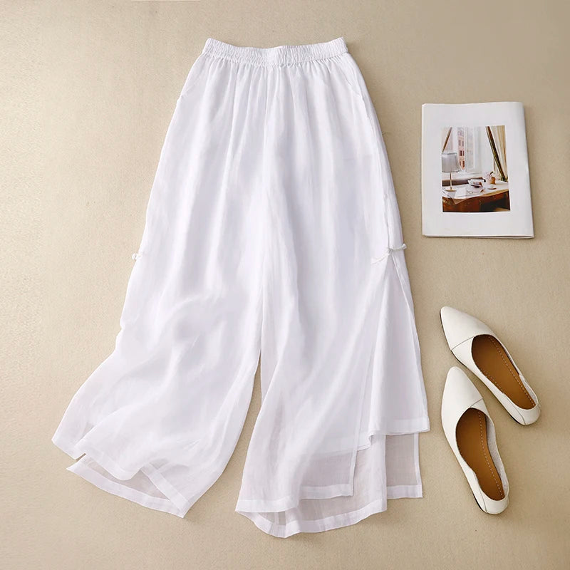 Mori Girl Wide-Leg Linen Pants