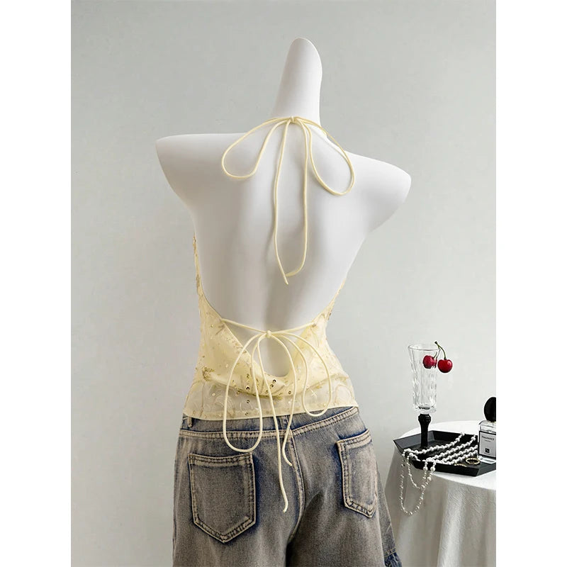 Y2K Fairycore Sequin Halter Top