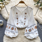 Boho Embroidered Peasant Blouse