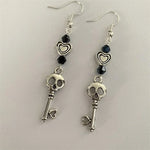 Vintage Heart and Skull Key Earrings