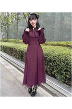 Vintage Bow Tie Long Sleeve Dress