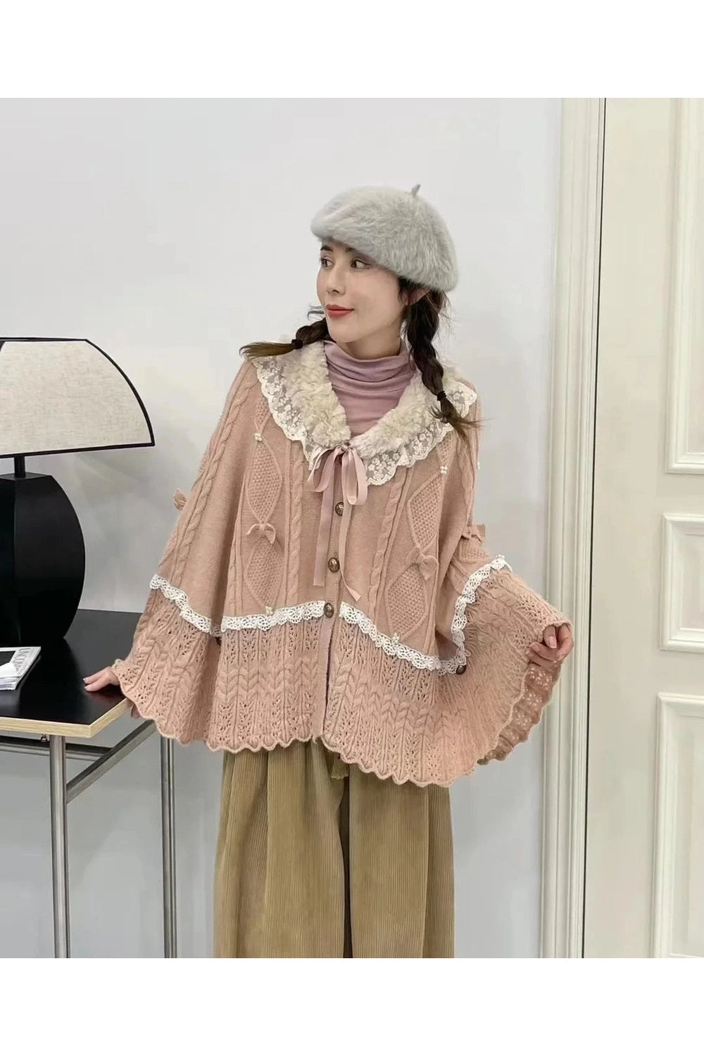 Mori Girl Knit Lace Fall Cardigan