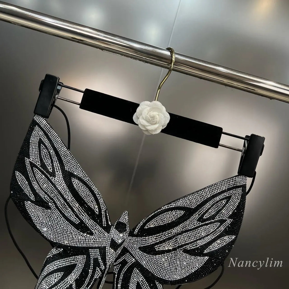 Y2K Rhinestone Butterfly Camisole Top