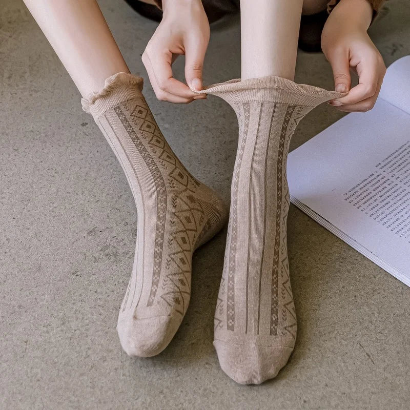 Mori Girl Cozy Nature Pattern Socks