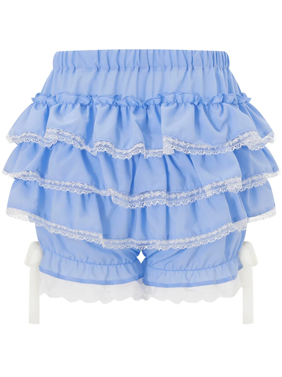 Prinzessinnen-Ästhetik Gestufte Spitzenrüschen-Bloomers