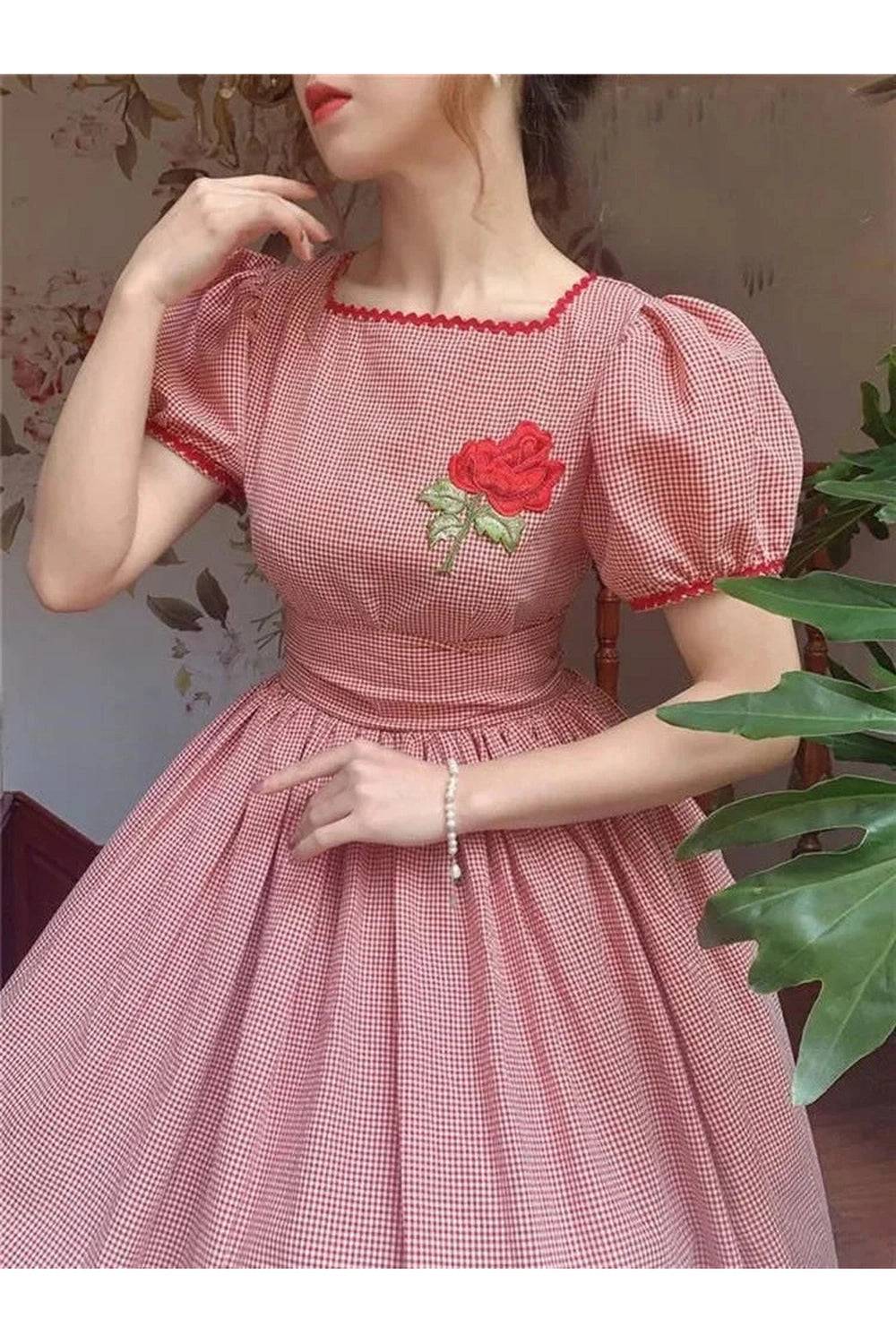 Pink Plaid Victorian Dress