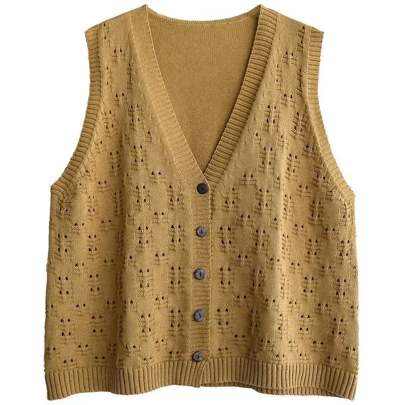 Vintage Knit Button-Up Vest