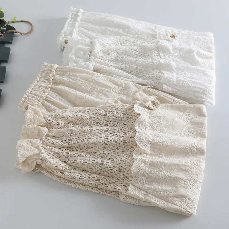 Mori Girl Vintage Crochet Lace Pants