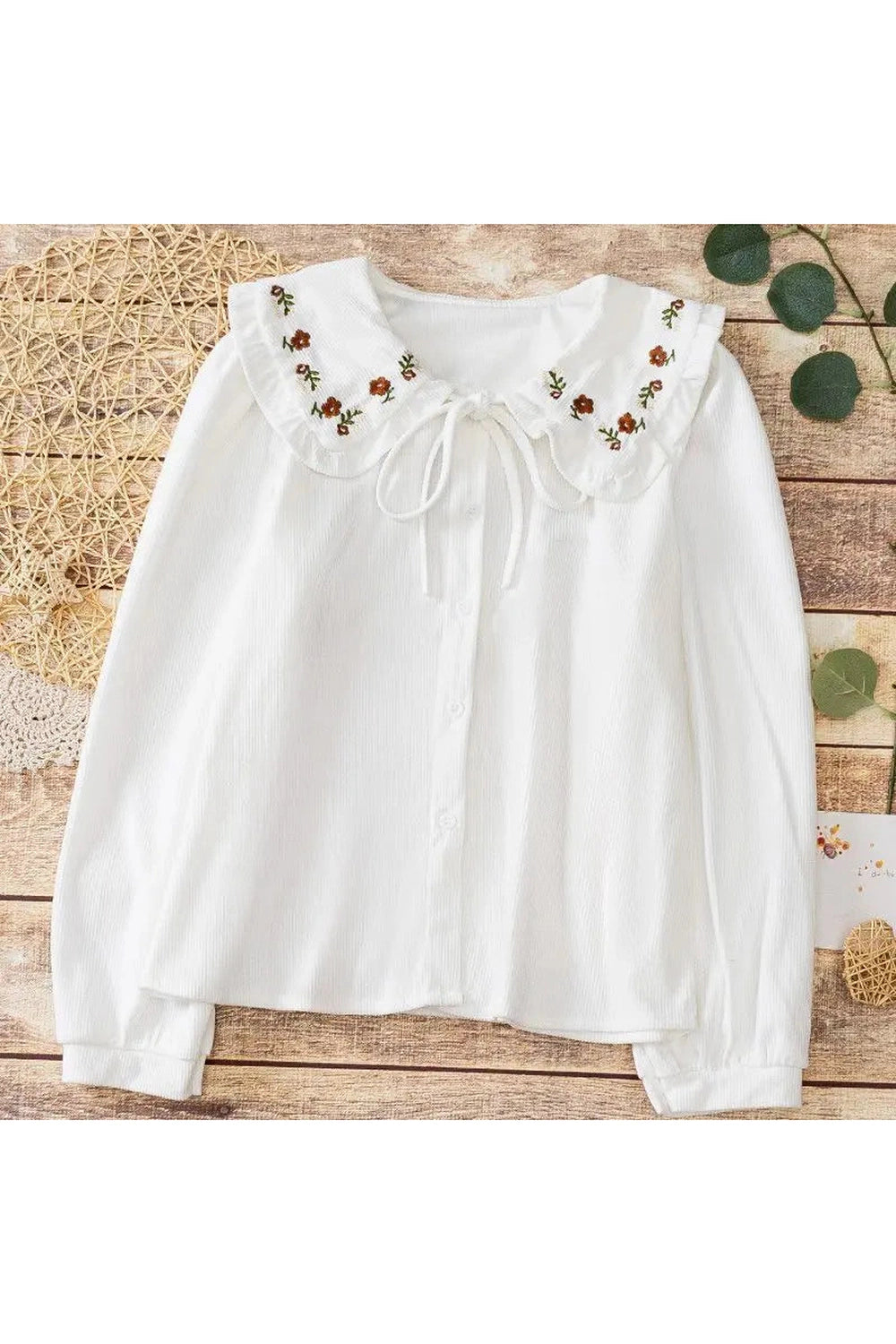 Country Charm Tie-Neck Blouse